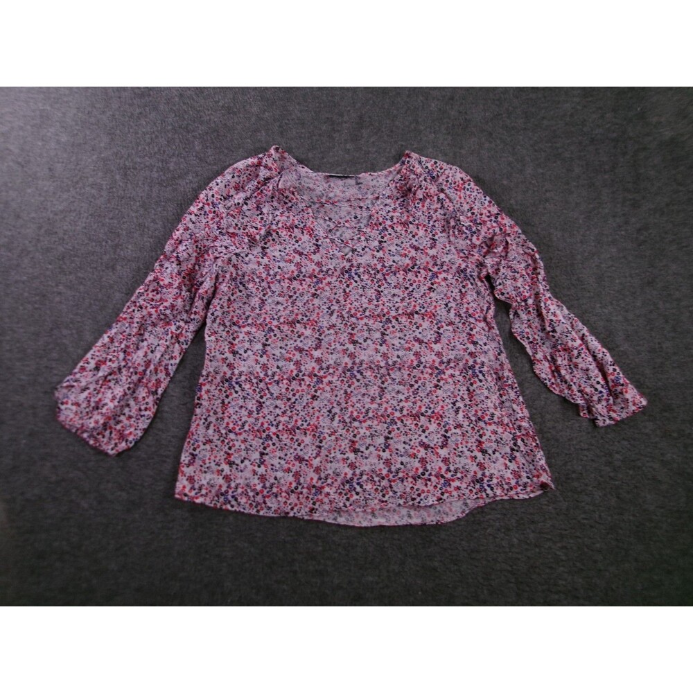 ANA A New Approach Top Women Extra Small Colorful Ruffles Beachy Costal Causal